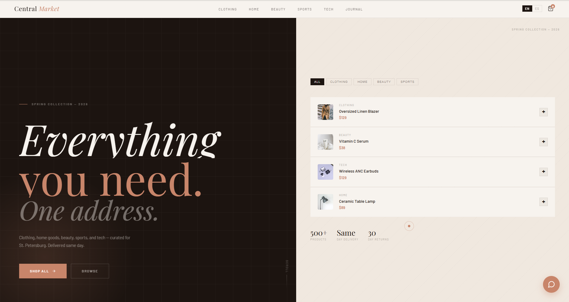 Central Market website template